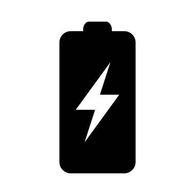 Battery icon with lightning bolt sign. Battery charging icon with lightning bolt symbol.
