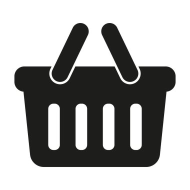 Alışveriş sepeti ikonu - vektör çizimi. Alışveriş arabası, çanta, çevrimiçi satın alma, beyaz arka planda perakende vektör çizimi tasarımı.