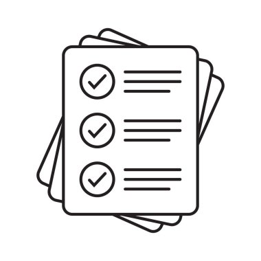 Checklist vector icon in line art style. Document icon, questionnaire icon, illustration isolated on white background for graphic and web design.