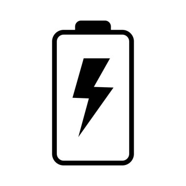 Battery icon with lightning bolt sign. Battery charging icon with lightning bolt symbol.