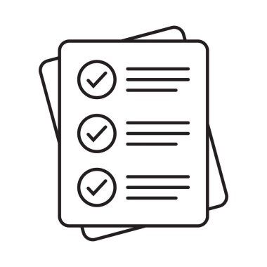 Checklist vector icon in line art style. Document icon, questionnaire icon, illustration isolated on white background for graphic and web design.