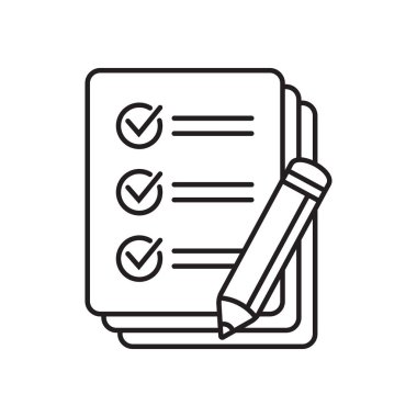 Checklist with pencil icon. Test, questionnaire icon. To do list vector icon for web site and app design.