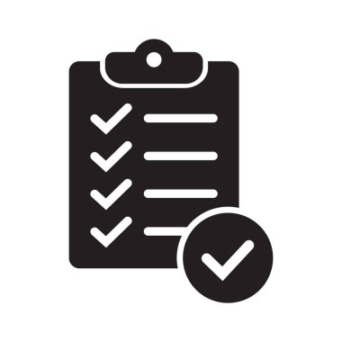 Clipboard with mark icon in flat style isolated on background. Checklist sign symbol for web site and app design.