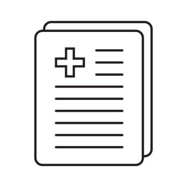 Medical record icon, medical report icon, medical history thin line icon, vector isolated.