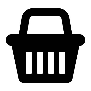 Alışveriş sepeti ikonu - vektör çizimi. Alışveriş arabası, çanta, çevrimiçi satın alma, beyaz arka planda perakende vektör çizimi tasarımı.