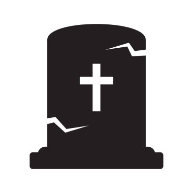 Rip grave icon vector. Funeral gravestone icon. Tombstone icon. Halloween vector illustration.