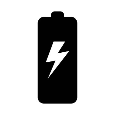 Battery icon with lightning bolt sign. Battery charging icon with lightning bolt symbol.
