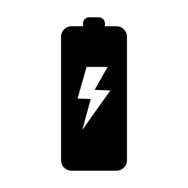 Battery icon with lightning bolt sign. Battery charging icon with lightning bolt symbol.