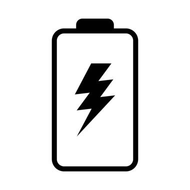 Battery icon with lightning bolt sign. Battery charging icon with lightning bolt symbol.