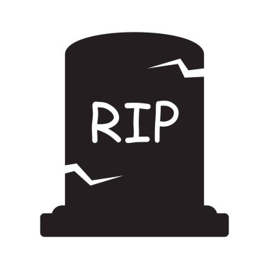 Rip grave icon vector. Funeral gravestone icon. Tombstone icon. Halloween vector illustration.