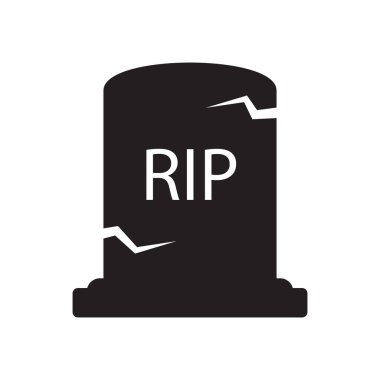 Rip grave icon vector. Funeral gravestone icon. Tombstone icon. Halloween vector illustration.