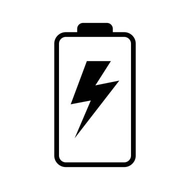 Battery icon with lightning bolt sign. Battery charging icon with lightning bolt symbol.