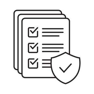 Checklist with mark line icon, report thin line icon on white background.