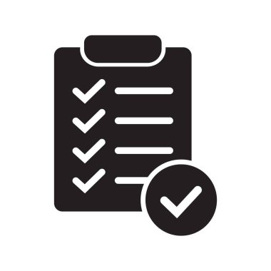 Clipboard with mark icon in flat style isolated on background. Checklist sign symbol for web site and app design.