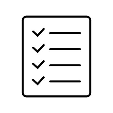 Checklist vector icon in line art style. Document icon, questionnaire icon, illustration isolated on white background for graphic and web design.