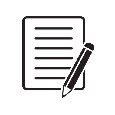 Kalem simgesi vektör illüstrasyonlu belge. Test vektör simgesi.