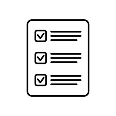 Checklist vector icon in line art style. Document icon, questionnaire icon, illustration isolated on white background for graphic and web design.