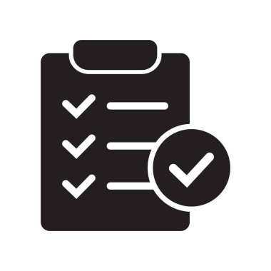 Clipboard with mark icon in flat style isolated on background. Checklist sign symbol for web site and app design.