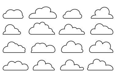 Clouds line icon. Editable stroke. Storage solution element, databases, networking, software image, cloud and meteorology concept. Vector line art illustration isolated on white background.
