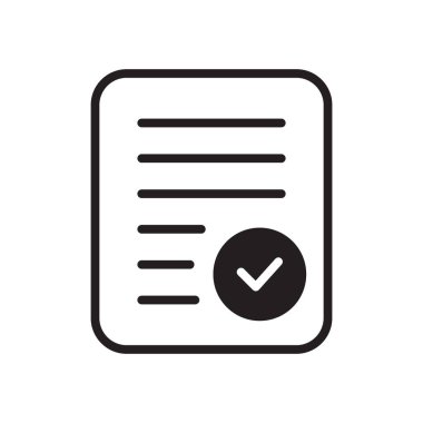 Document with Check mark icon. Compliance document icon in flat style. Approved process vector sign.