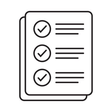 Checklist vector icon in line art style. Document icon, questionnaire icon, illustration isolated on white background for graphic and web design.