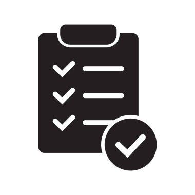 Clipboard with mark icon in flat style isolated on background. Checklist sign symbol for web site and app design.