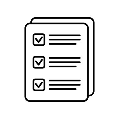 Checklist vector icon in line art style. Document icon, questionnaire icon, illustration isolated on white background for graphic and web design.