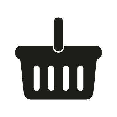 Alışveriş sepeti ikonu - vektör çizimi. Alışveriş arabası, çanta, çevrimiçi satın alma, beyaz arka planda perakende vektör çizimi tasarımı.