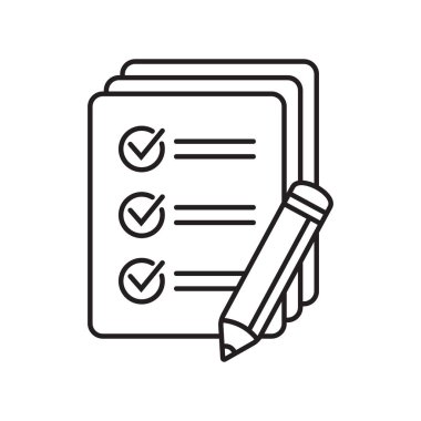 Checklist with pencil icon. Test, questionnaire icon. To do list vector icon for web site and app design.