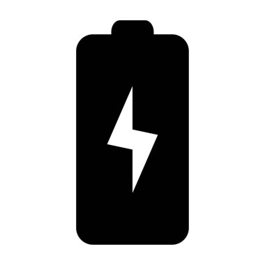 Battery icon with lightning bolt sign. Battery charging icon with lightning bolt symbol.