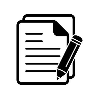 Kalem simgesi vektör illüstrasyonlu belge. Test vektör simgesi.