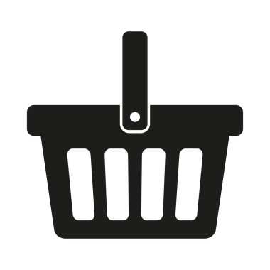 Alışveriş sepeti ikonu - vektör çizimi. Alışveriş arabası, çanta, çevrimiçi satın alma, beyaz arka planda perakende vektör çizimi tasarımı.