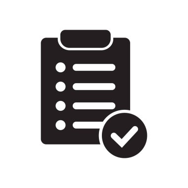 Clipboard with mark icon in flat style isolated on background. Checklist sign symbol for web site and app design.