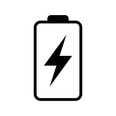 Battery icon with lightning bolt sign. Battery charging icon with lightning bolt symbol.