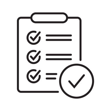 Clipboard with mark icon in line style isolated on background. Checklist sign symbol for web site and app design.