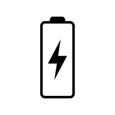 Battery icon with lightning bolt sign. Battery charging icon with lightning bolt symbol.