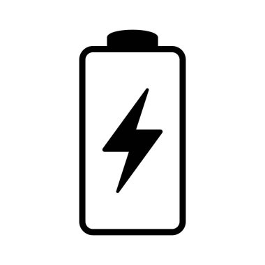 Battery icon with lightning bolt sign. Battery charging icon with lightning bolt symbol.