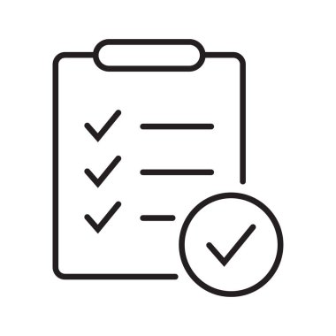 Clipboard with mark icon in line style isolated on background. Checklist sign symbol for web site and app design.