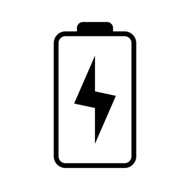 Battery icon with lightning bolt sign. Battery charging icon with lightning bolt symbol.