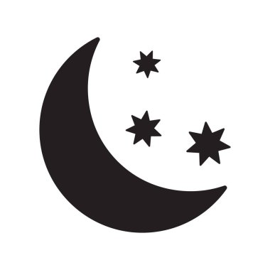 Beyaz arka planda yıldız ikonu olan hilal. Gece ikonu. Hilal ikonu. Minimalist stil.