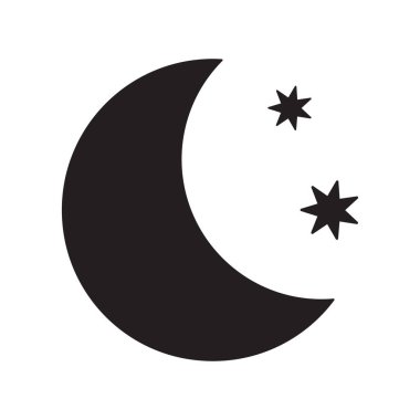 Beyaz arka planda yıldız ikonu olan hilal. Gece ikonu. Hilal ikonu. Minimalist stil.