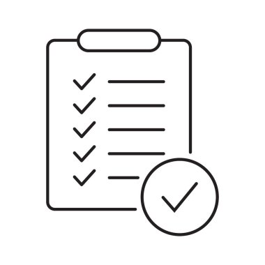 Clipboard with mark icon in line style isolated on background. Checklist sign symbol for web site and app design.