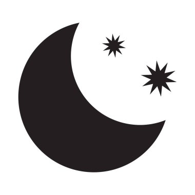 Beyaz arka planda yıldız ikonu olan hilal. Gece ikonu. Hilal ikonu. Minimalist stil.