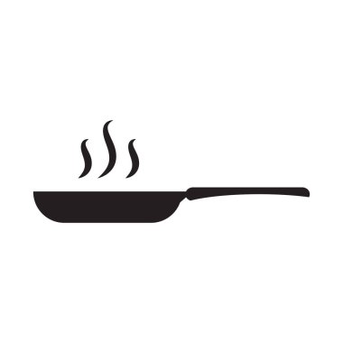 Frying pan vector icon, isolated frying pan black sign.