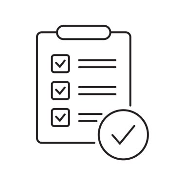 Clipboard with mark icon in line style isolated on background. Checklist sign symbol for web site and app design.