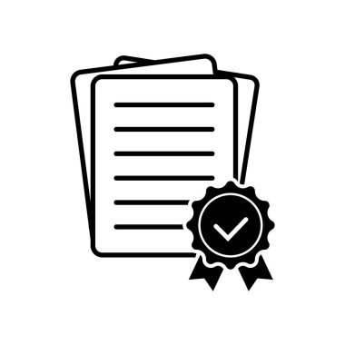 Certificate icon. Premium quality symbol. Achievement badge. Tasks done icon. Signed approved document. Project completed. Quality mark. Achievement badge vector.