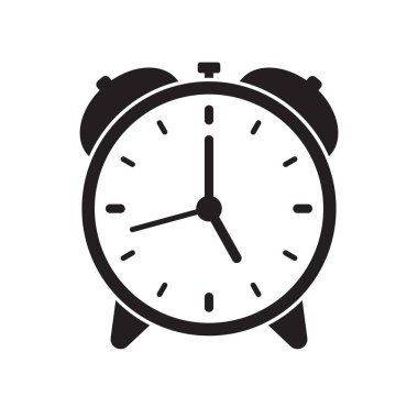 Alarm clock icon vector illustration, retro alarm clock.