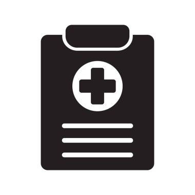 Medical history icon, medical report symbol. Health care clipboard icon. Medical card icon.