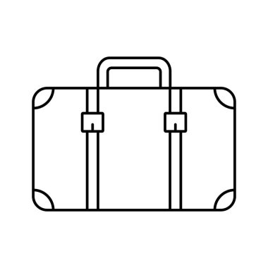 Luggage icon. Retro suitcase line icon. Vacation travel concept equipment.
