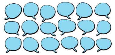 Konuşma baloncukları. Baloncuk mesajı, çizgi film sohbet kutusu, mesaj kutusu. Boş vektör beyaz konuşma baloncukları. Çizgi film balonu kelime tasarımı.
